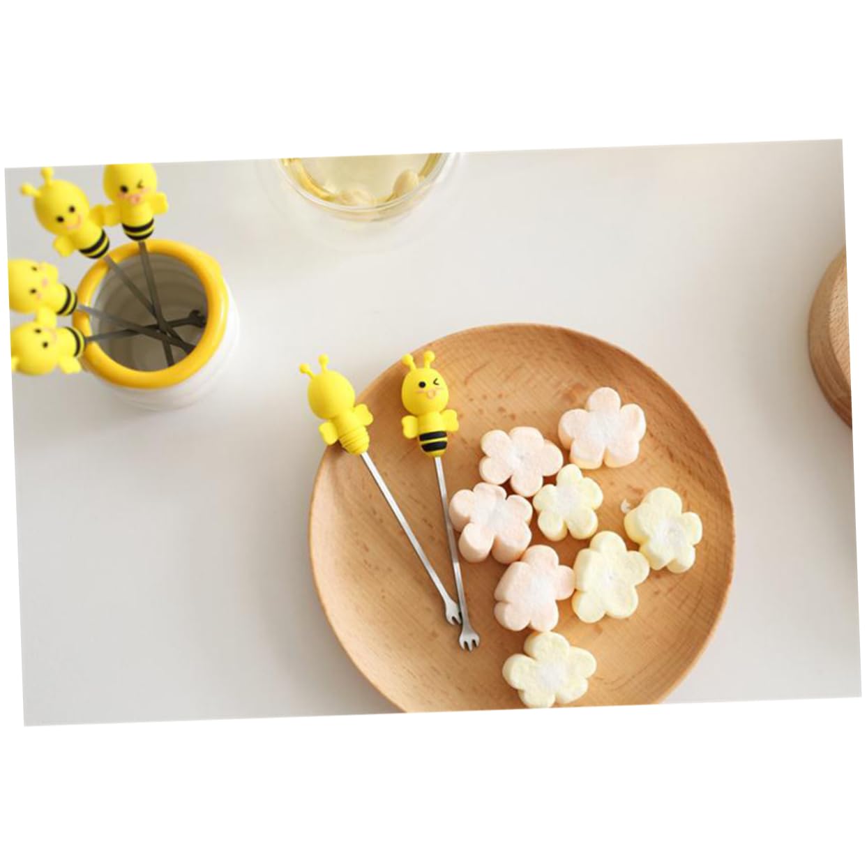 PRETYZOOM 18pezzi Forchettine Da Dessert Acciaio Inossidabile Con Supporto Ceramico Per Frutta e Antipasti Per Feste e Uso Quotidiano