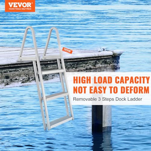 Image of VEVOR Removable Dock Ladder 3 Steps 350 lbs Capacity Pontoon Boat Ladder