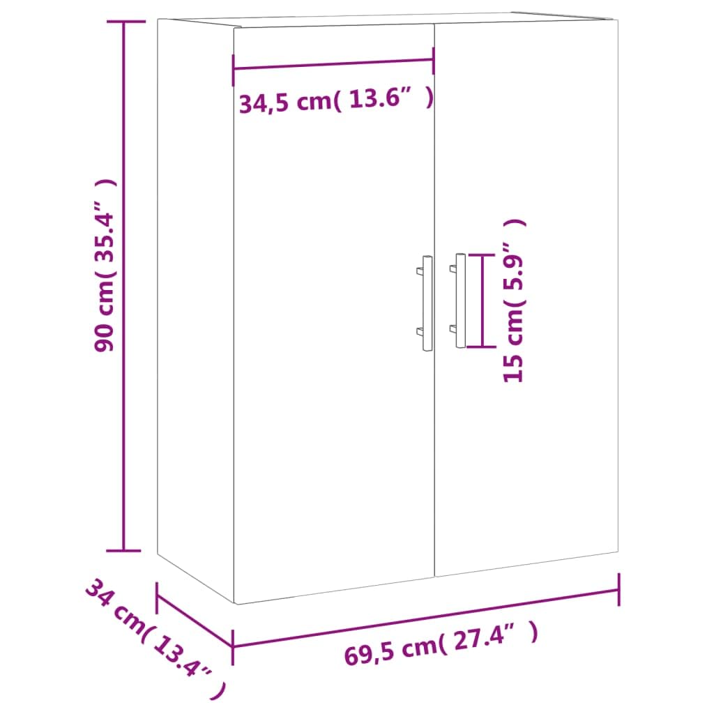 vidaXL Mobile a Parete Bianco 69,5x34x90 cm