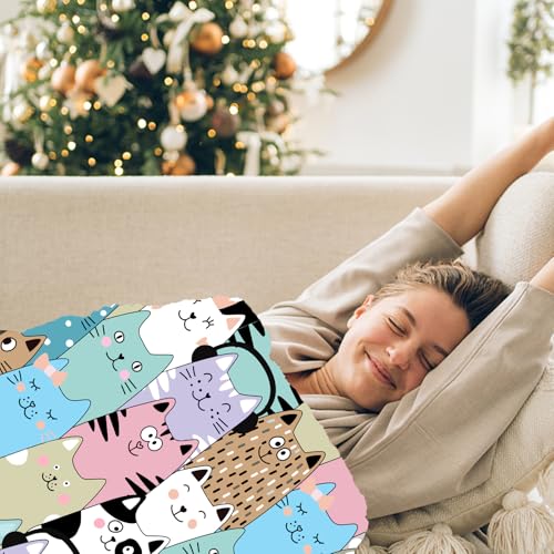 IUNTWEIE Manta Estampado Gatos 130 x 150 cm, con Estampado de Animales 3D, Manta de Forro Polar Suave y cálida como Funda de sofá, Colcha para el salón (A, 130x150cm) - imagen 6