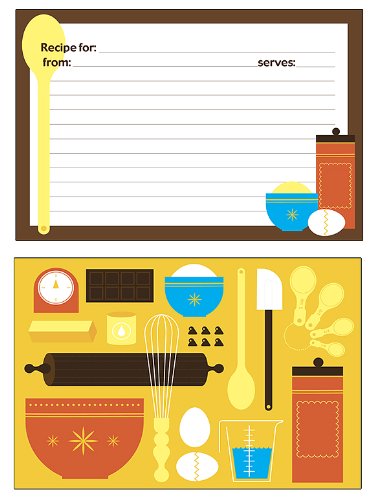 Meadowsweet Kitchens Recipe Card Set - 25 Double Sided Recipe Cards 4 x 6 Inch, Perfect Size Blank Cards for a Recipe Card Box, Make Your Own Personalized Recipe Book - Utensils