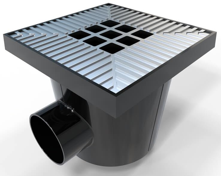 S-lon Siphon de Sol extérieur | Grille en Aluminium Gris