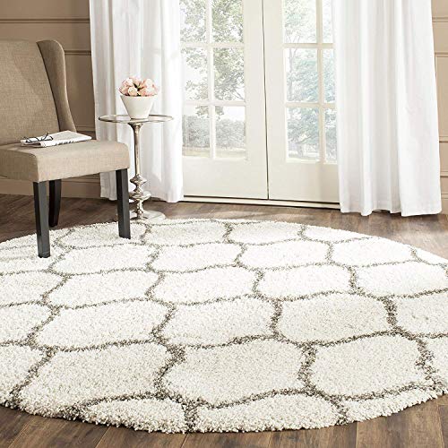 Image of Handwoven Microfibre 3D Rug for Living Room (Ivory & Grey Moroccan, 10 X 10 Feet (Round), Microfibre)