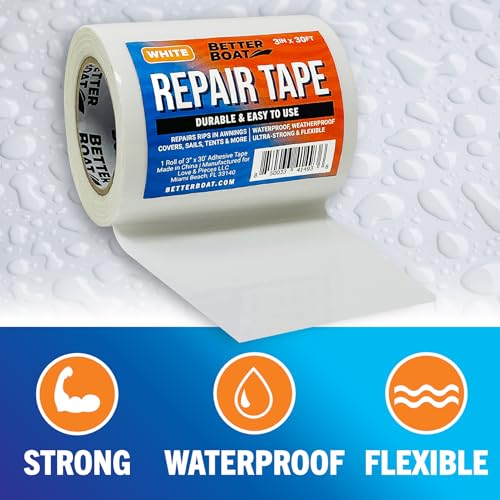 Image of Repair Tape for Fabric and Vinyl 30ft x 3in, White Waterproof Patch Tape