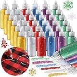 Ireer 36 Pcs Glitter Glue 22g Washable Glittery Art Craft Glue Washable Painting Pens for DIY Art Project Gluing Drawing Writing Outlining Holiday Greeting Card Decorating Supply(Multicolor 1)