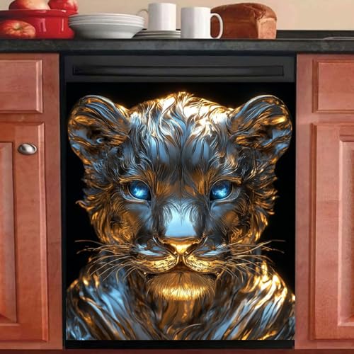 Imanes Adhesivos Animal Abstracto De Plata Cubierta Magnética para Lavavajillas Iman Adhesivo electrodomésticos Calcomanía Magnética para Lavadora Decoración Imanes Nevera 58.5x65 cm /3pcs
