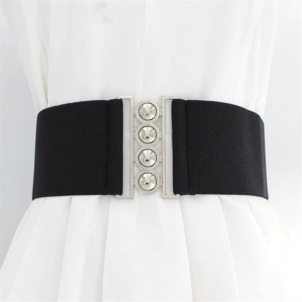 Women's Wide Belt Female Thick Body Belt Belt Fashion Elastic Dress Belt Elastic (Color : Black, Size : One Size)