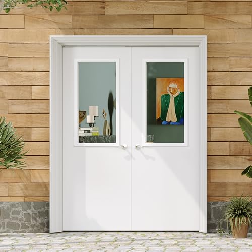 Lakenyon Exterior Doors, 60' x 80', 1-Panel Clear Glass Front Door, Solid Wood & MDF Entry Doors,...