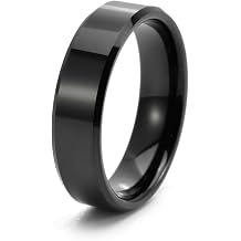 Beydodo Tungsten Steel Rings for Women, Womens Rings Comfort Fit Personalised Size H to Z+1 Band Ring Wide 6mm