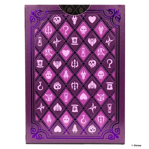 Image of Bicycle Disney Villains Playing Cards - Features 12 Disney Villains Including Scar, Maleficent, Ursula, and More - Green or Purple Playing Cards (Colors May Vary)
