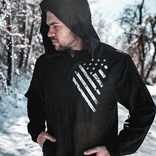 Tactical Pro Supply Usa Windbreaker Jacket - For Men Women American Flag Patriotic Hoodie Zip Up -White Crest (Medium) #TOP1