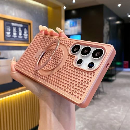 Coque Samsung S25 magnétique métal pour le quotidien rose