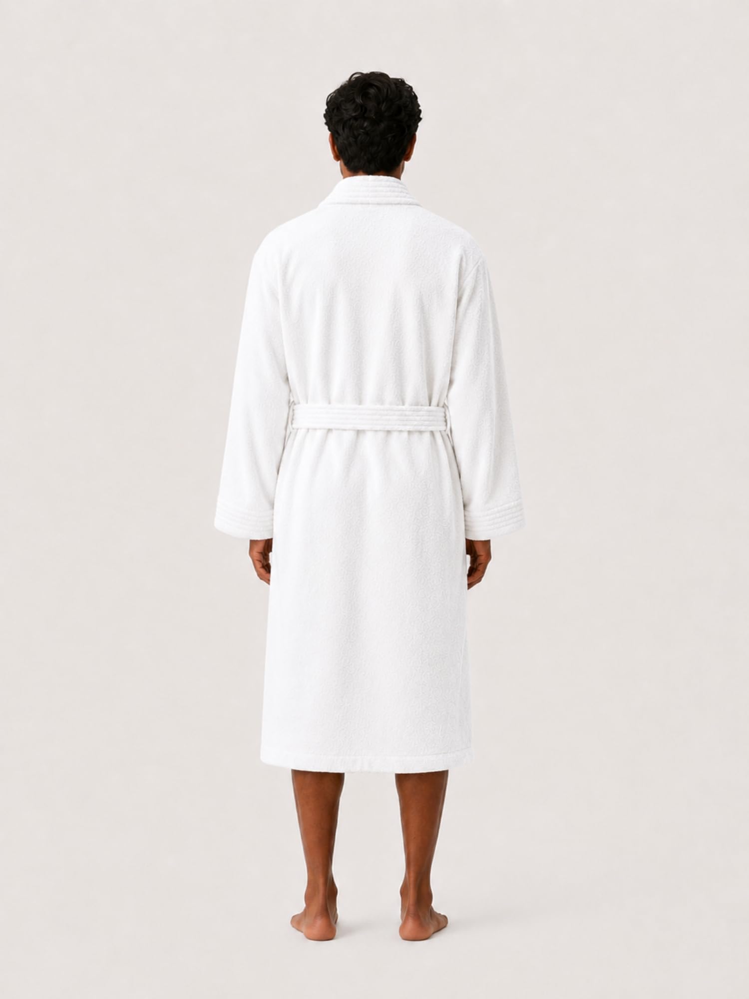 RANGOLI Premium Knee-Length 100% Cotton Men Bathrobe in Full Sleeves & 2 Pockets with 400 GSM Fabric for Ultra Soft & 2X Absorbency (White-XL) | Noble Collection 1