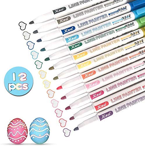 Buy Outline Marker Pens,Super Squiggles Double Line Outline Pen,12