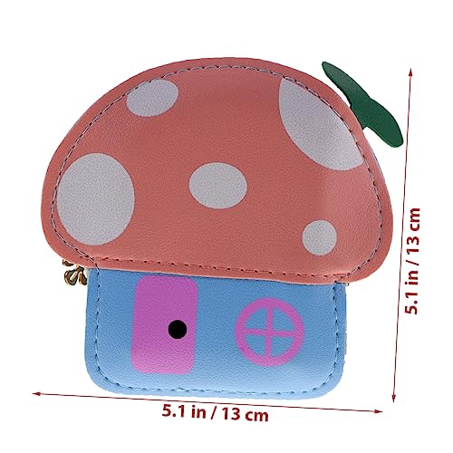 1Pc Light Blue Mushroom Coin Bag Cute Cartoon Change Purse for Boys Shoulder Bag for Storing Coins Snacks Durable PU Material2