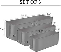 Vista 3 de [Set of 3] 3 Cable Management Boxes + 3 Wire Ties, Large Cord Box Organizers to Hold and Hide Power Strip Charger Adapter Power Cord Charging