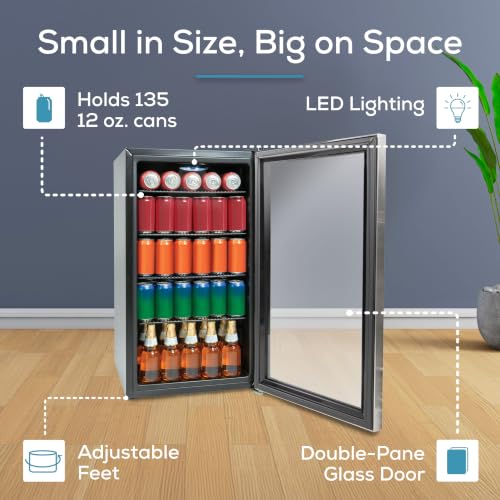 Image of Igloo 3.5 Cu. Ft. Mini Fridge - Stainless Steel Single Door Compact Beverage Refrigerator with Shelves for Homes, Dorms & Offices- Keep Snacks and Drinks Cool with Temperature Control Mini Fridge