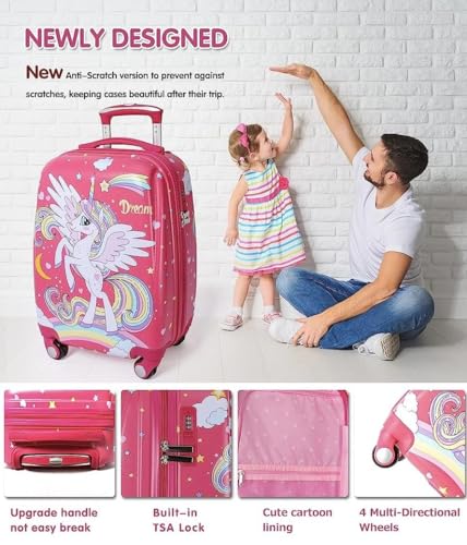 Image of ADSON Abs Kids Trolley 360 Rotating Luggage 360 Degree Wheels Non-Breakable 16 Inch Kids Hardsided Suitcase with 4 Wheels, 360 Degree Wheel Travel Trolley Bag (Design 23)