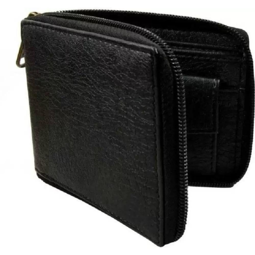 Leather Wallet for Men & Boys | Round Zipper Wallet with Coins Pocket | Slim & Stylish Purse | RFID Protected | Desiger and Comfortable | Money Purse | Unique Gift for Men | Black-image-47