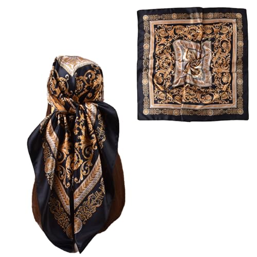 35x35 Inch Head Scarf for Women Like Silk Scarf Hair Scarf -Multipurpose Neck Wrap, Headband, Shawl, Belt & Bag Accessory