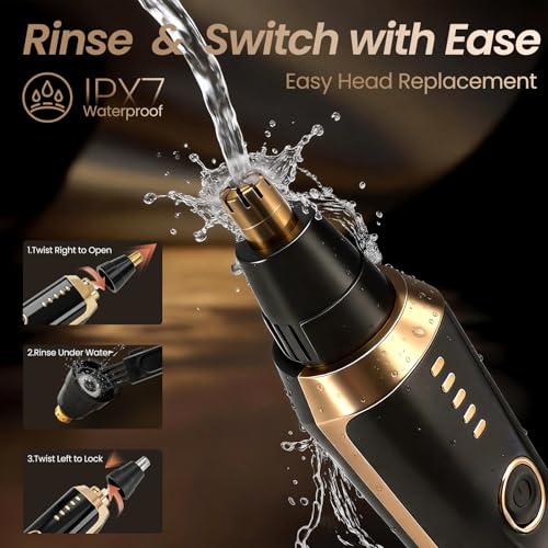 Image of Nose & Ear Hair Trimmer with LED Display for Men and Women, 2026 USB Rechargeable Facial Trimmer Clipper for Easy Cleansing, Portable Painless Grooming Kit,Gift Box Included