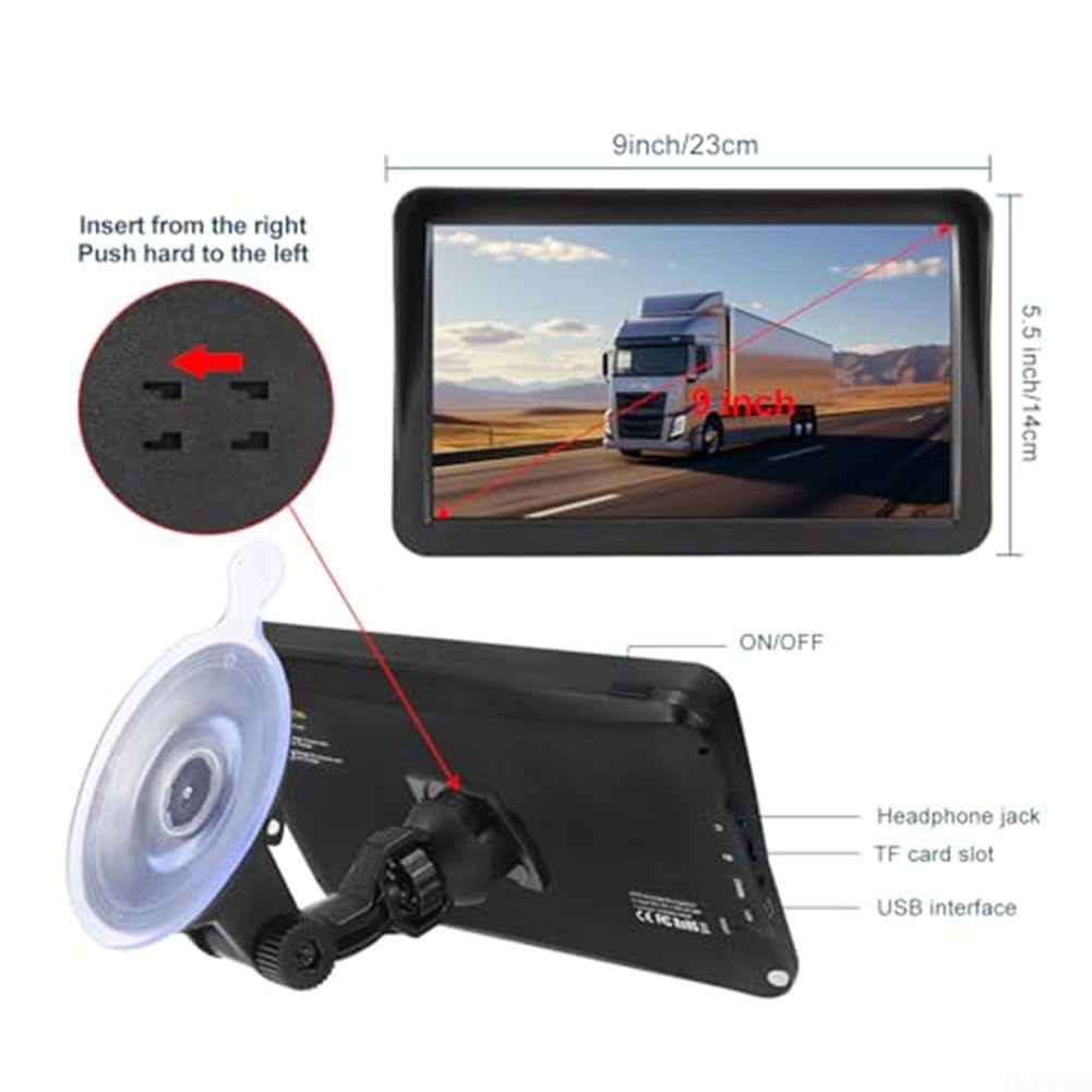 Navegador GPS de 9 pulgadas para coche y camión, conductor comercial GPS con mapas de la UE 2024, navegación por voz multilingüe