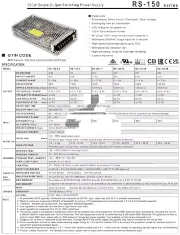 RS-150 Series Switching Power Supply RS-150-3.3 RS-150-5 RS-150-12 RS-150-15 RS-150-24 RS-150-48(RS-150-15) image 5