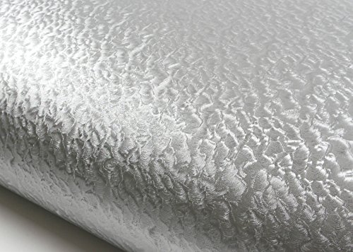 Roserosa Peel And Stick Flame Retardation Pvc Leather Self-Adhesive Wallpaper Covering Countertop Windstorm Silver (Mf5147-1 : 1.98 Feet X 6.56 Feet) #TOP23