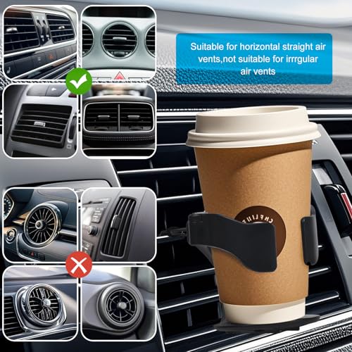 Peevisap 2 Stück Getränkehalter Auto, Becherhalter Auto, Getränke Halter Auto, Flaschenhalter Auto, Mit Auto Belüftungs Clips, Für Kaffeebecher Und Getränkedose