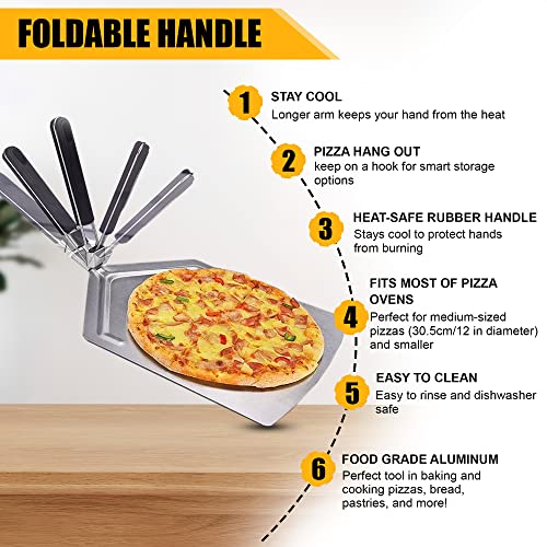 Ss Americo Aluminum Pizza Peel Metal - 13 Inch X 15 Inch - Pizza Spatula Paddle With Foldable Handle For Oven And Grill Stone - Long Folding Handle, Lightweight Pizza Turning Peel #TOP3