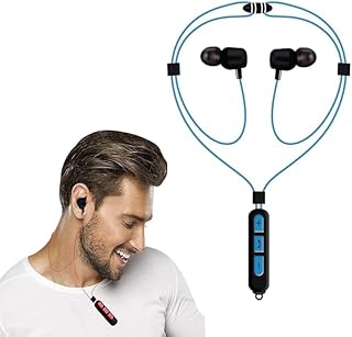 Drumstone ( 15 Years Warranty 4D Bass Magnetic Neckband Wireless Bluetooth Earphones - Stereo Sound, Hands-Free Mic, TF Card Slot - Noise Cancelling, Sweatproof - Ideal Gift for Music Enthusiasts