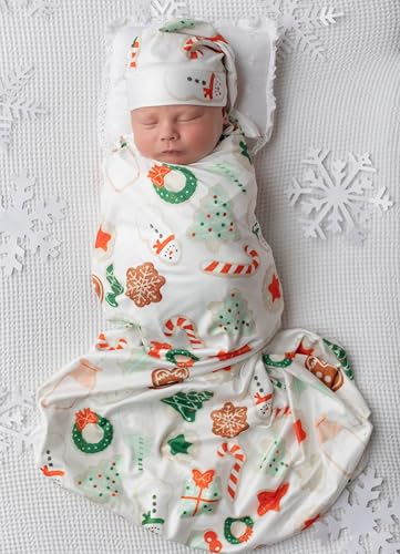 Image of Newborn Swaddle Blanket Set, Headband and Beanie