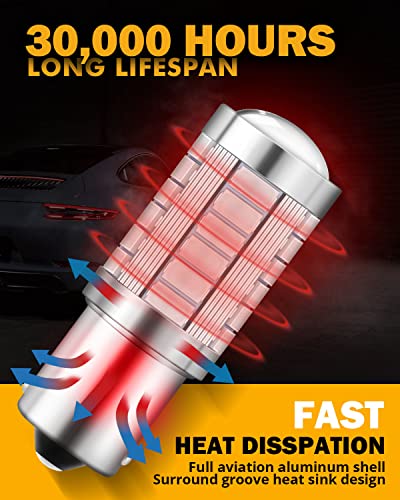 Auxbeam 1157 2357 Red Led Bulbs, Super Bright 2057 2357 7528 Bay15D Led Replacement Light Bulb For Brake Stop Tail Lights For Car Truck Motorcycle, 3030-Smd 12V, Pack Of 2 #TOP4