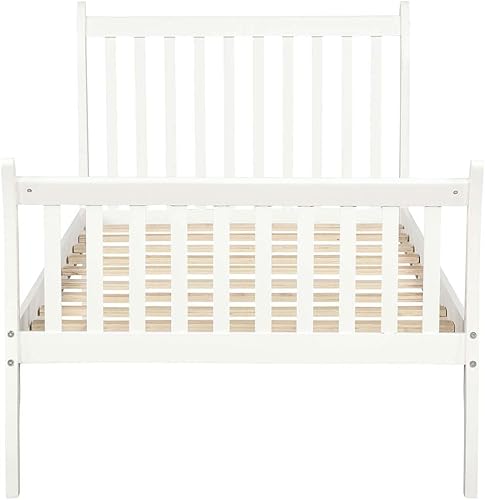 Miniatura 22 de Base de cama de plataforma de madera de tamaño individual con cabecera y estribo modernos, cama individual para niños, niñas, adolescentes y Espresso