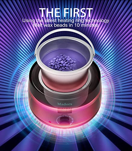 Madors Waxing Kit With Lcd Digital Display Temperature Control, Wax Warmer With 5 Pack (3.5 Oz. Each) Hard Wax Beads For Full Body #TOP2