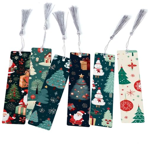 Marque-pages sapins de Noël avec pompons : lot de 6 pour vos lectures