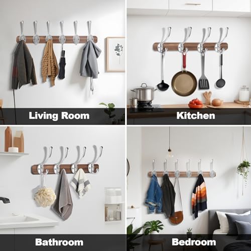 BRCRXW Wall Hooks for Hanging, 25-Pack Heavy Duty Metal Coat Hooks, for Living Room, Bathroom, Kitchen, Bedroom for Towel, Hat, Key, Closet, Bag (Silver) — view 2