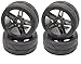Apex RC Products 1/10 On-Road 12mm Black Split 5 Spoke Wheels V Tread Rubber Tires (Set of 4) #5001