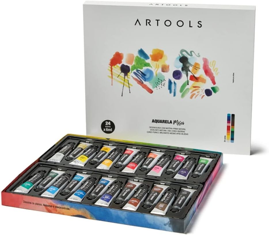 Aquarela Bisnaga Misci 6 ml 24 cores Artools, 610627, Multicor