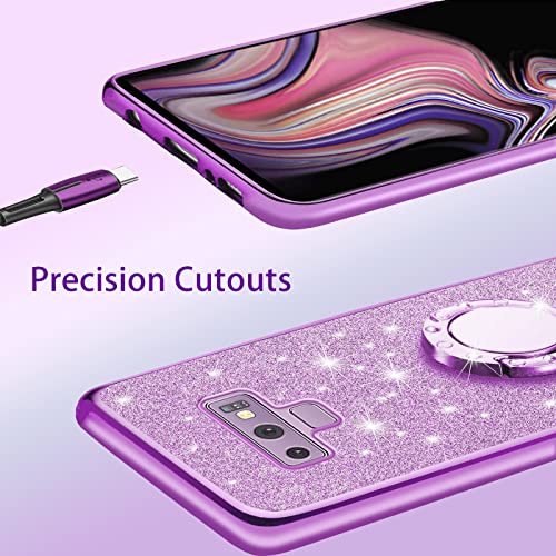 Easyscen For Samsung Note 9 Case 6.4", Galaxy Note 9 Cover Shockproof Protector With Strap Lanyard Holder Ring For Girls Women Glitter Sparkle Bling Cute Phone Case For Samsung Galaxy Note 9 - Purple #TOP4