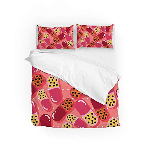 Housse de couette rose CHEHONG pour lit simple sans repassage et durable - 2