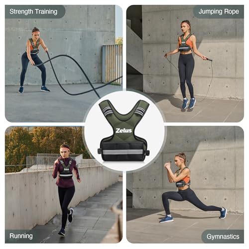 Image of ZELUS Weighted Vest for Men and Women | 4-10lb /11-20lb /20-32lb Vest with 6 Ironsand Weights for Home Workouts | Adjustable Body Weight Vest Exercise Set for Cardio and Strength Training