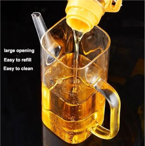 Image of Borosilicate Glass Oil Dispenser Bottle with Handle, Square | 750ml, Oil and Vinegar Dispenser, Includes Stoppers
