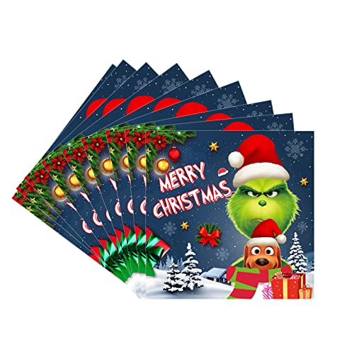 YAAVAAW 20 tovaglioli di carta per feste di Natale, 16,5 cm, decorazioni natalizie con motivo Grinch, tovaglioli di carta velina usa e getta, per feste di Natale, decorazioni per la tavola