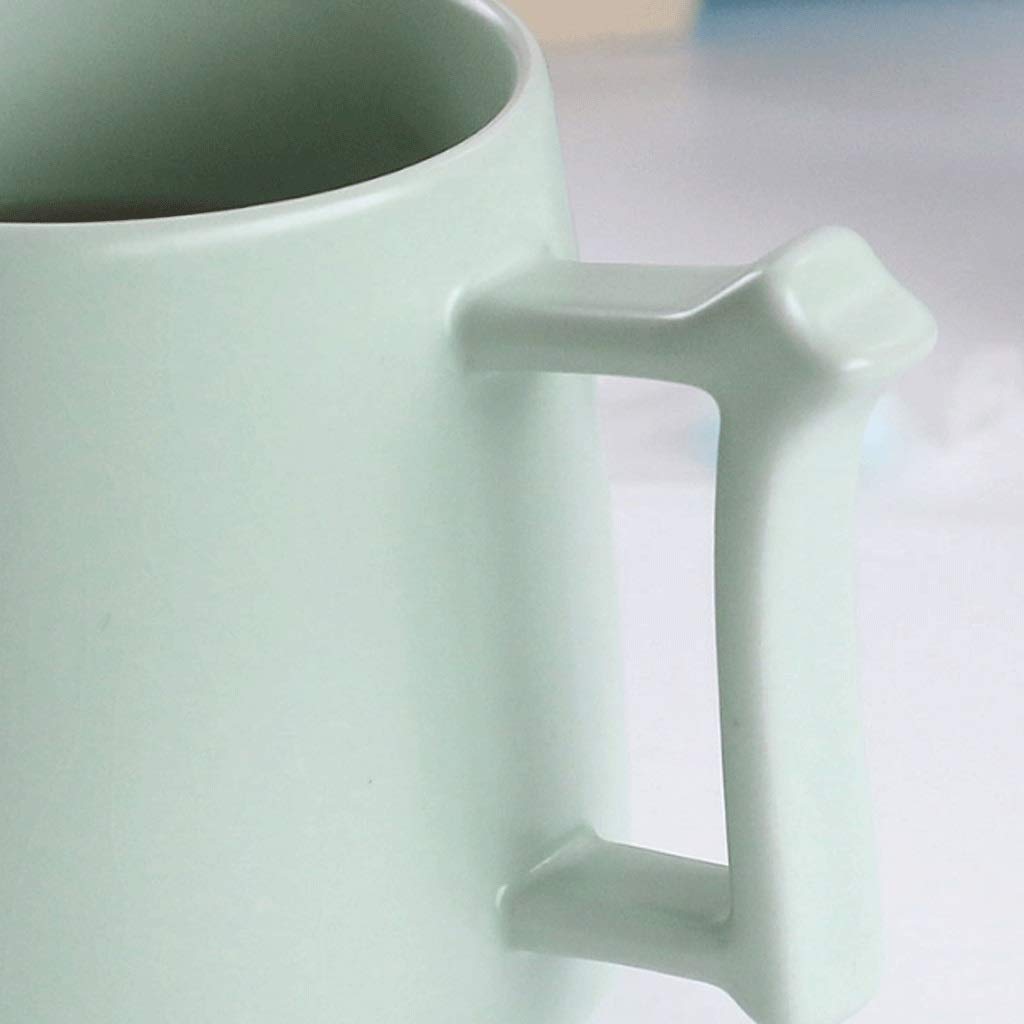Kaffee-Becher Keramische Teebecher Kreative Kapazität Becher mit Deckel Tee- und Wassertrennung Kaffeetasse for Büro und Haus Große Kapazität und Griff (Color : Green)