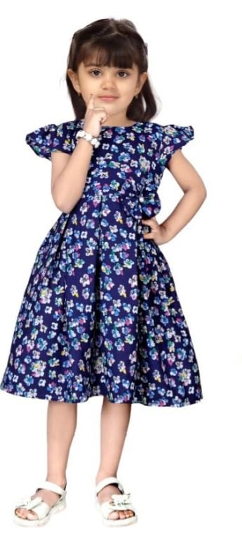 Image of Girls Pure Cotton Casual Round Neck Regular feet Multi Color Girls Gown Dress Half Sleeve Set of 3 pcs