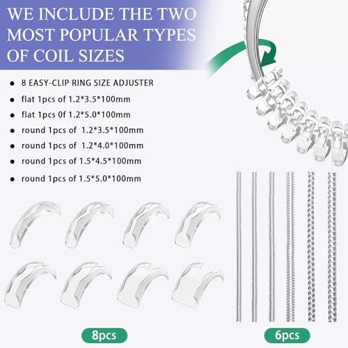 مقاسات الخواتم الفضفاضة من اكستير، عبوة من 14 قطعة بنمطين، ضبط حجم الخاتم غير المرئي، مقاس خاتم عالمي يناسب اي خواتم، فاصل خواتم للرجال والنساء