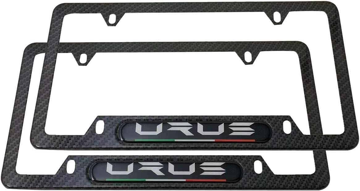2pcs for Urus License Plate Frames Covers Holder, Stainless Steel Made, Carbon Fiber