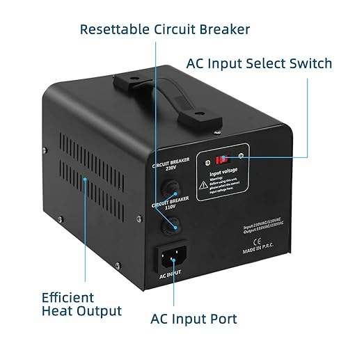 Miniatura 4 de LVYUAN Transformador convertidor de voltaje de 1000 vatios paso arribaabajo Convertir de 110 V-120 V a 220 V-240 V y de 220 V-240 V a 110 V-120 V