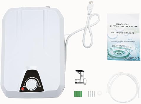 Compact Electric Water Heater Under Sink, 1.59 Gal 1500W Instant Hot Water Heater with Adjustable Temperature 86-149F, Vertical Wall Mount for Kitchen, Bathroom, RV, IPX4 & Auto Safety Protection